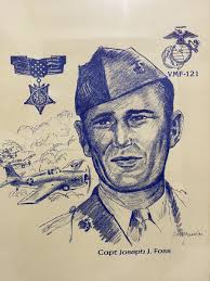 1982 U.S. Marine Corps Memorial Captain Joseph J. Foss VMF-121 Drawing  Print