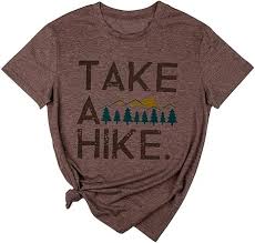 Xiaomomo Womens Take A Hike Printed Short Sleeves T-Shirt Casual Camping  Hiking Graphic Tee Tops, Wine Red, L: Buy Online at Best Price in UAE