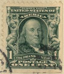 1 Cent Benjamin Franklin Stamp, Series 1902. I Am Curious About Potential  Worth And Also About The Black Lines On It. It'S On A Postcard But I Can'T  Tell If The Card