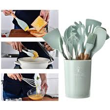 Silicone utensils are low maintenance and having been gaining popularity due to its high heat resistance. New Style Silicone Kitchen Cooking Utensils Natural Wood Handle Cooking Tools Turner Tongs Spatula Spoon With Organizer Cooking Tool Sets Aliexpress