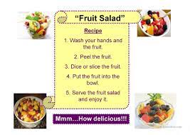 Create healthy desserts using fresh fruit from the farmers market. Fruit Salad Recipe English Esl Powerpoints For Distance Learning And Physical Classrooms