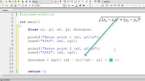 C Program To Calculate Distance Between Two Points