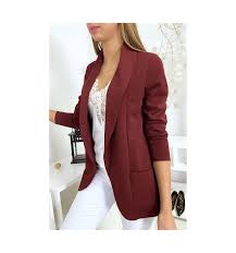Maybe you would like to learn more about one of these? Veste Blazer Bordeaux Col Chale Avec Poches Blazer Femme 1526