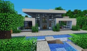 Magnifique Maison Moderne J Adore Toujours Voir Des Fontaines Et Des Bassins Qui Serpentent L Exter Maison Minecraft Minecraft Moderne Construction Minecraft