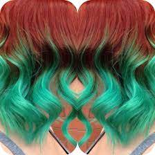 Red Copper With Minty Teal Ombre Matrix Pravana Teal Ombre Hair Red Ombre Hair Green Hair Streaks