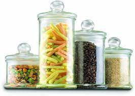 Keep food fresh and on display with this glass apothecary, 4 piece kitchen canister set with ball lid. Amazon Com Anchor Hocking Apothecary Jar Canister Set With Ball Lid 4 Piece Set Clear Glass Kitchen Storage And Organization Product Sets Kitchen Dining