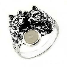 Wolf Ring Moonstone Silver Wolf Ring Wolf Pack Ring Jewelry Gift For Men Cool Mens Gift Mens Jewelry Gift For Men Bo Wolf Ring Silver Wolf Rings For Men