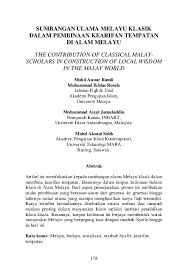 Sekilas, nabi saw memberi kita petunjuk tentang pemberian sebuah nama. Pdf Sumbangan Ulama Melayu Klasik Dalam Pembinaan Kearifan Tempatan Di Alam Melayu The Contribution Of Classical Malay Scholars In Construction Of Local Wisdom In The Malay World Dr Mohd Anuar Ramli