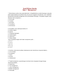 Contoh soal pilihan ganda dan jawaban manajemen keuangan manajemen strategik manajemen kesehatan manajemen waktu. Soal Pilihan Ganda