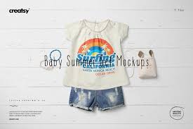 Download Baby Summer Set 4 Mockup Set Clothing Mockup Summer Baby Mockup Free Psd