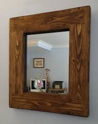 Wooden Wall Mirror Chunky Natural Wood Small Frame Dark Wood Etsy Mirror Wall Living Room Mirror Wall Decor Mirror Wall Bedroom