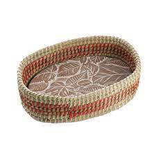 Stonebriar 2pc round metal serving basket set with decorative fabric lining, rustic serving trays for parties, centerpiece for coffee or dining table, document organizer. Fall Leaves Bread Warmer Fair Trade Winds