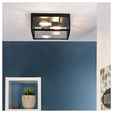 ausgefallene deckenleuchte charterhouse aus stahl in schwarz glas klar dekor deckenlampe vintage wohnzimmer leuchte