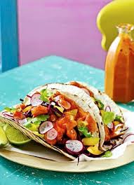 Also on the menu are cheese and corn pancakes, topped with smoky bacon and caramelised banana. Mexican Fish Tacos Jamie Oliver