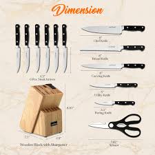 This sink type is said to be easy to clean and recaulk. Amazon Com 13 Piece Kitchen Knife Set German Stainless Steel Kitchen Precision Knives Set W 6 Steak Knives Bonus Scissors Wooden Block Stand W Sharpener Slicing Chopping Dicing Nutrichef