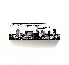 Black And White Skyline Canvas Nashville Skyline Canvas 12 X 4 Inches White With Black Etsy Nashville Skyline City Skyline Art Canvas Wall Art