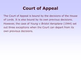 In the case of young v bristol aeroplane, the court of appeal decided that it need not be bound by its own previous decisions, if at least one of the following criteria could be met Ppt Judicial Precedent Powerpoint Presentation Free Download Id 6675146