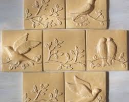 Lovely Clay Wall Art Ceramic Birds Ceramic Wall Art