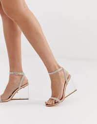 Simmi London Sammy Black Rhinestone Clear Wedge Sandals Asos Trending Sandals Rhinestone Wedding Shoes Wedge Sandals