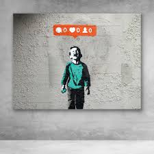 Banksy No Followers Crying Social Media Canvas Graffiti Wall Art Graffiti Wall Art Stencil Street Art Graffiti Wall