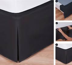 This beautiful bed skirt adds a perfect touch of charm and finished style, without having to lift a heavy mattress. King Size Easy To Use Wraparound Bed Skirt Tailored Split Corner Design Non Slip Band 14 Drop Black Color Walmart Com Walmart Com