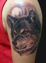 Moon And Wolf Tattoos On Biceps Photo 3 Animal Tattoos Wolf Tattoo Shoulder Wolf Tattoos