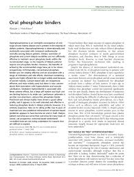 Pdf Oral Phosphate Binders