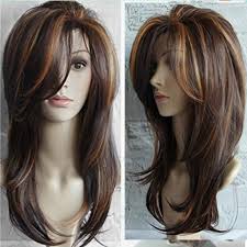 Dark hair with chocolate and blonde highlights blonde highlights may give brunette locks a whole new life, and contrasting 7 chocolate brown hair color ideas for brunettes. Amazon Com Sea Jump Trend Wig Highlights Dark Brown Gradient Wig Long Curly Hair Natural Micro Curls Beauty