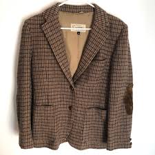 Vintage 80s Tweed Wool Blazer Scapa Of Scotland Shoulder Pads Made In Belgium Size 44 Leather Elbow Patches Librar Blazer Wool Blazer Blazer Coat