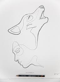 Minimalist Line Drawing Of The Lone Wolf Onelinetattoo Lone Wolf Graphite On Arches 300gsm Paper Animal Line Drawings Line Art Tattoos Line Art Drawings