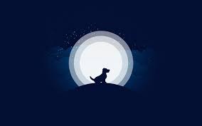 Download Wallpapers 4k Moon Dog Night Digital Art Digital Art Dog Silhouette Dogs