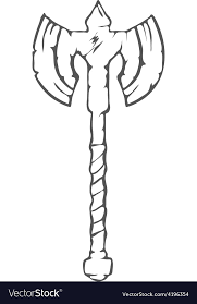 Hand Drawn Battle Axe Isolated On White Background