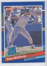 These cards were inserted at a stated rate of one per blister pack. 1991 Donruss Base 28 1 Rated Rookie Tino Martinez 2 Yellow Stripes On Card Right