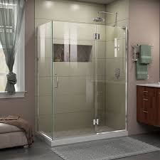 Dreamline Unidoor X 47 3 8 In W X 34 In D X 72 In H Frameless Hinged Shower Enclosure In Chrome Silver In 2020 Shower Doors Shower Enclosure Frameless Shower Enclosures