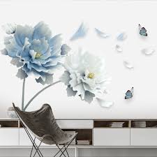 Die renovierung des zimmers eines teenagers? Blau Blume Wand Aufkleber 3d Tapete Teenager Zimmer Dekoration Asthetischen Vsco Madchen Zimmer Dekor Zubehor Wand Kunst Wandaufkleber Aliexpress