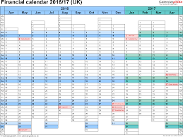 Financial Calendars 2016 17 Uk In Microsoft Word Format Excel Calendar Calendar Template Marketing Calendar Template