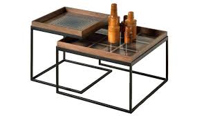 Cedar lake solid wood square log coffee table. Ethnicraft Square Tray Coffee Table Set S L Dopo Domani