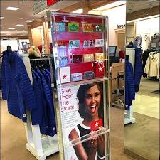 Visa gift cards can be used for contactless payment via digital wallets: Give Them The Stars Macys Gift Card Display Fixtures Close Up