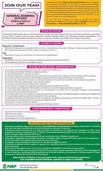 Jobs in National Bank of Pakistan NBP LAST DATE is 31 July 2026