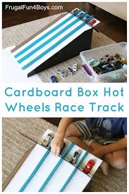 Racing poster makes a dramatic. How To Make A Cardboard Box Race Track For Hot Wheels Cars Frugal Fun For Boys And Girls Diaper Box Hot Wheels Races Diy For Kids