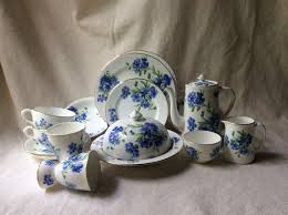 Hammersley Cornflower Blue Vintage English Bone China Breakfast Set 15 Pieces Breakfast Set Cornflower Blue Vintage
