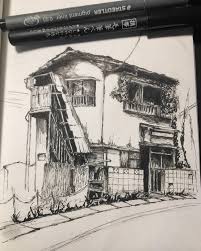 Also drawing japanese house available at png transparent variant. Old Japanese House With Ink Drawing