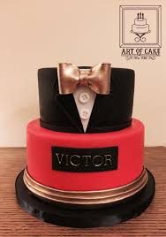 Black And Gold Cupcakes For Men Tuxedo James Bond 007 Cake With Gold And Red Accents Gold Birthday Cake Cakes For Men James Bond Cake