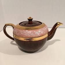 Vintage Arthur Wood Teapot Made In England Brown Marbled Gold Leaf Pink Tea Pot Tea Pots Pink Tea Wood Teapot
