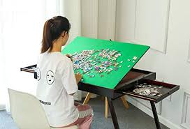Each puzzle store contains up to 10 completed puzzles. Wooden Portable Jigsaw Puzzle Table With Storage Two Drawers Folding Tilting Table For Puzzle Games 1500 Pieces Puzzles Green Pricepulse