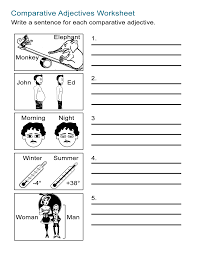 Comparative adjectives describe people, places or things in terms of another item. Comparative Adjectives Worksheet Write A Sentence All Esl