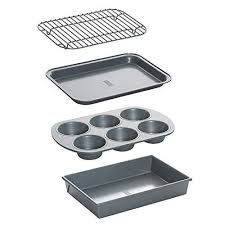 Chicago Metallic 8044 Non Stick 4 Piece Toaster Oven Bakeware Set Set Of 1 Bakeware Set Oven Bakeware Toaster Oven Bakeware