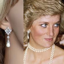 80+ Pairs Sold Royalty Replica Princess Diana Floral Cubic Zirconia Cubic  Zirconia & Pearl Drop Earrings Dangle Bridal Earrings (Pearl-963)