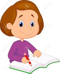 See more of libro morado tijuana 5 on facebook. Nina De Dibujos Animados Por Escrito En Un Libro Ilustraciones Vectoriales Clip Art Vectorizado Libre De Derechos Image 22467097