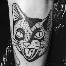 Traditional Black Ink Cat Tattoo Traditional Tattoo Cat Cat Tattoo Black Cat Tattoos